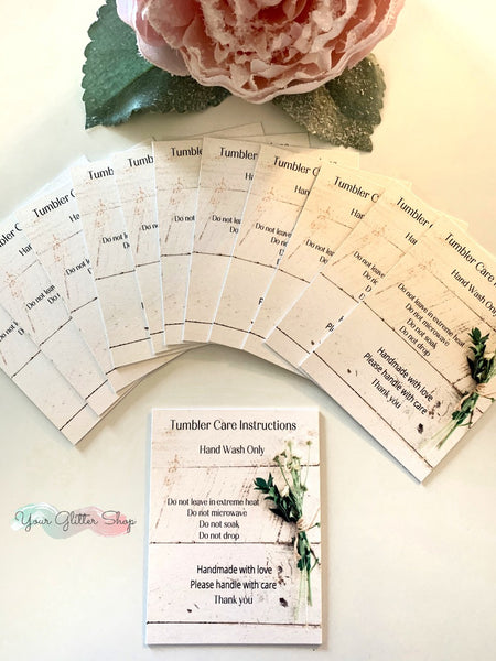 Tumbler Care Cards "Farmhouse"