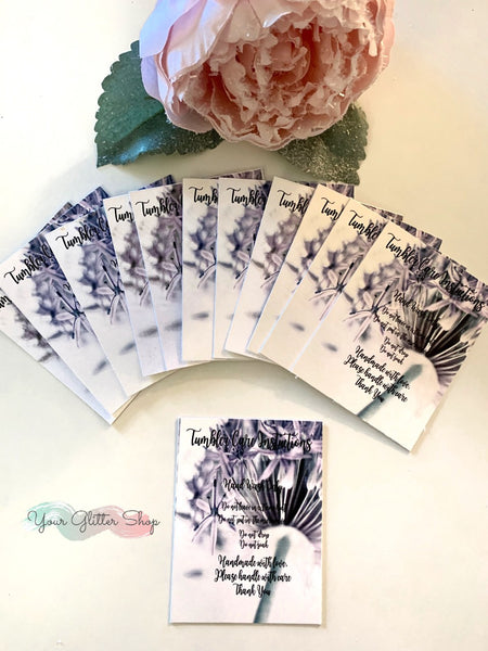 Tumbler Care Cards "Lilac Flowers"